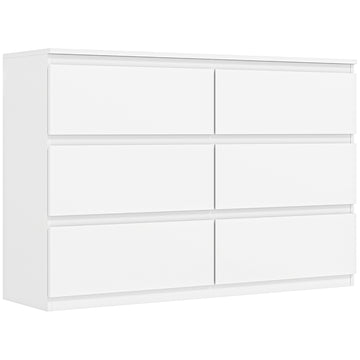 Ladekast met 6 lades, moderne opbergkast | Kleur: Wit | Afmetingen: 112x34x75 cm