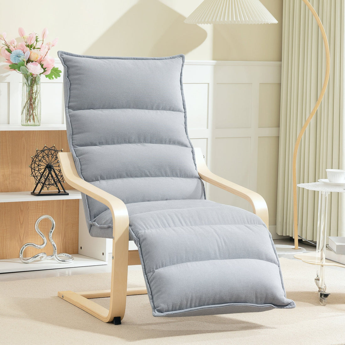 Lounge-Sessel mit verstellbarer Fußstütze | Farbe: Grau | Maße: 67x93-114x105 cm