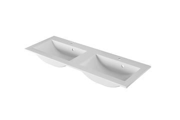 Inbouwwastafel Nicole 120 cm - Dubbele badkamerwastafel duurzaam en stijlvol | Kleur: Wit