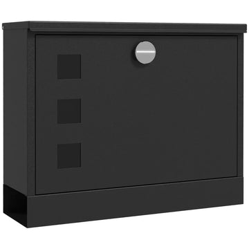 Wandbrievenbus van staal - Zwarte brievenbus | Kleur: Zwart | Afmetingen: 36,5x11,5x29 cm