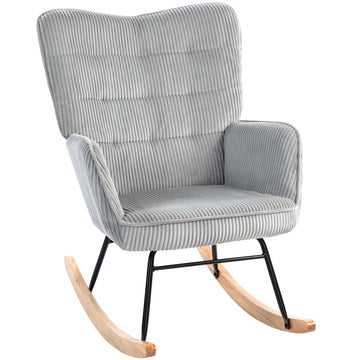 Vintage schommelstoel - Gewatteerde relaxstoel | Kleur: Grijs | Afmetingen: 71x98x101 cm