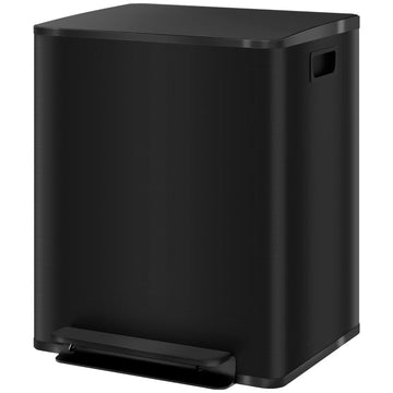 Afvalbak 50L met 2 compartimenten | Kleur: Zwart | Afmetingen: 37,5x47,7x56 cm