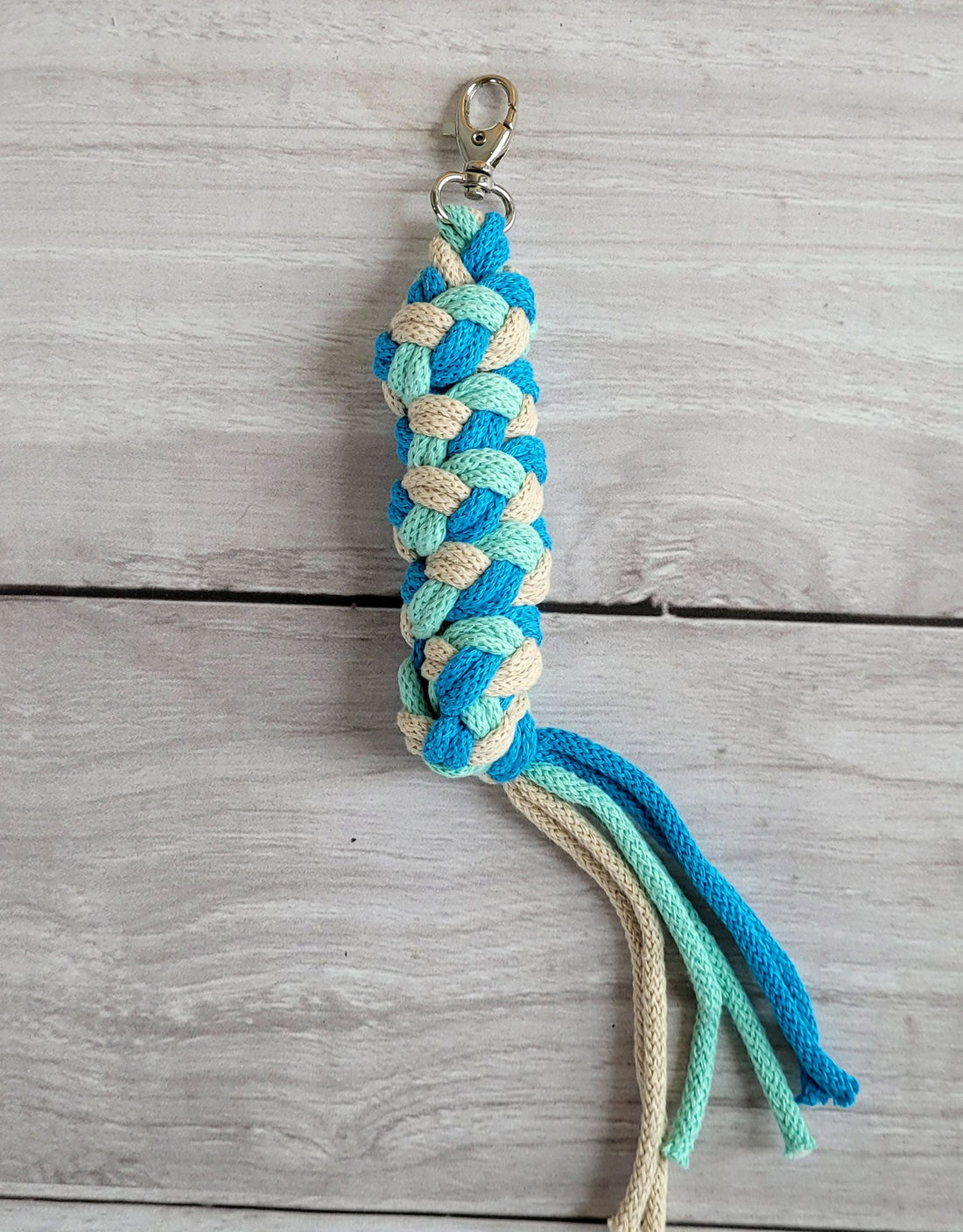 Tuigriem hobbelpaard – handgemaakte leiband – comfortabel en anti-schuur, katoen, mint/turquoise