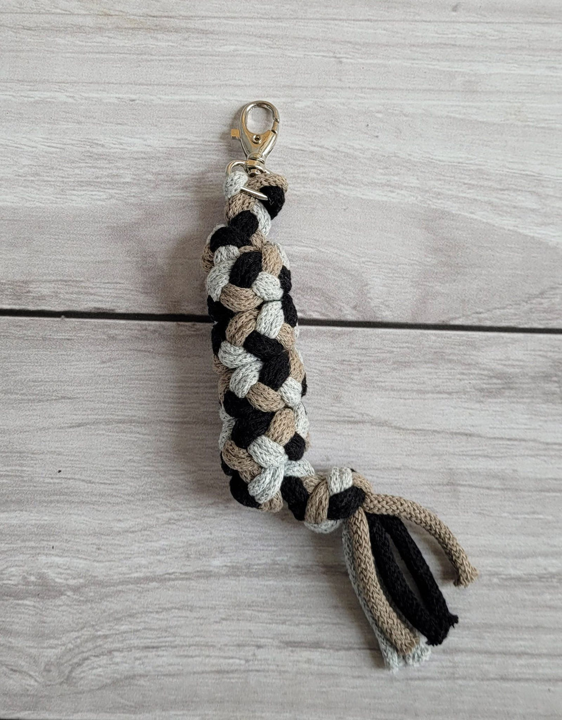 Touw voor hobby paard - touwsluiting - hypoallergeen en huidvriendelijk, 73 cm, grijs/mocca/zwart