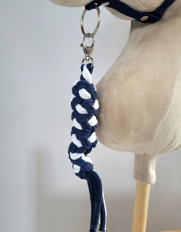 Teugel voor Hobby Horse - paardenhalster - hypoallergeen en comfortabel - wit/donkerblauw