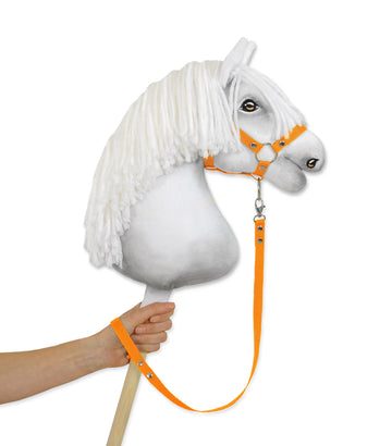 Touw voor steckenpaard - leiband - duurzaam nylon, neon oranje, met stevige musketonhaak