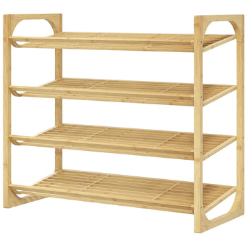 Bamboe schoenenrek voor 12 paar schoenen | Kleur: Bruin | Afmetingen: 76x33x67 cm