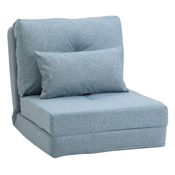 Vouwbare vloerstoel met slaapmat en kussen | Kleur: Blauw | Afmetingen: 80x60x56 cm