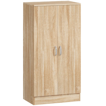 Schoenenkast 2 deuren, 6 verstelbare planken | Kleur: Natuurhout | Afmetingen: 55x35x108 cm