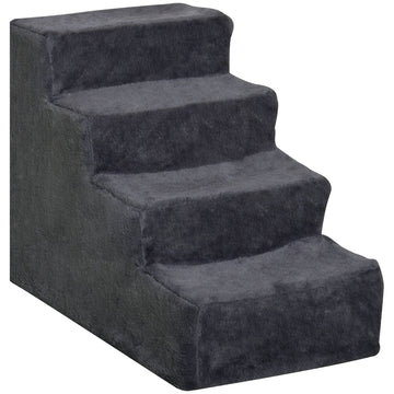Hondentrap 4 treden met wasbare hoes | Kleur: Grijs | Afmetingen: 35x60x44 cm