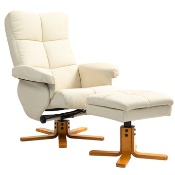 Relaxstoel met voetenbank - verstelbare fauteuil | Kleur: Wit | Afmetingen: 80x86x99 cm