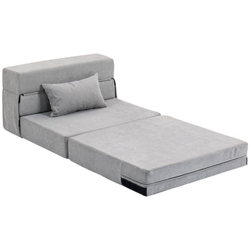 Vloerbank, slaapbank en matras in één | Kleur: Grijs | Afmetingen: 80x80x64 cm