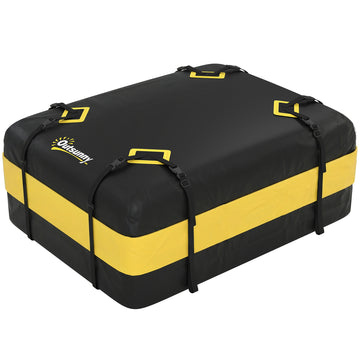 Waterdichte dakbox auto 425 liter met 8 riemen | Kleur: Geel | Afmetingen: 86x112x43 cm