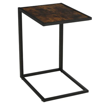 C-vormige bijzettafel | Kleur: Bruin en zwart | Afmetingen: 40.6x50.8x64.2 cm