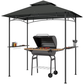 Grillpaviljoen met LED-verlichting en opbergruimte | Kleur: Grijs | Afmetingen: 150x240x258 cm