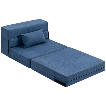 Vloerbank slaapbank - Blauwe zitbank | Kleur: Blauw | Afmetingen: 210x80x15 cm