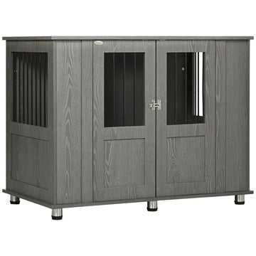 Hondenbench meubel - Hondenkooi met bijzettafel | Kleur: Grijs | Afmetingen: 116x60x87 cm