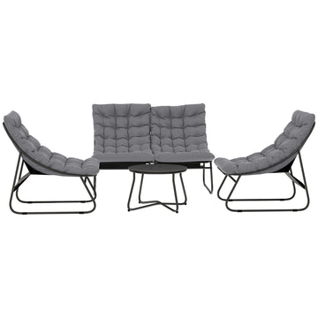 4-delige loungeset met ronde tafel | Kleur: Grijs | Afmetingen: 87x122x85 cm
