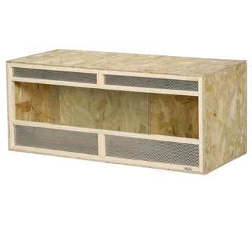 Reptielenterrarium - OSB met glazen schuifdeuren | Kleur: Bruin | Afmetingen: 50x120x50 cm