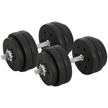 Verstelbare dumbbellset 30 kg | Kleur: Zwart | Afmetingen: 18x43x7.5 cm