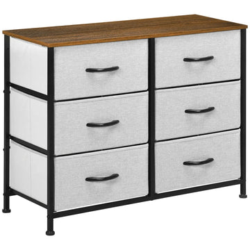 Ladekast met 6 stoffen lades | Kleur: Grijs | Afmetingen: 80x30x62.5 cm
