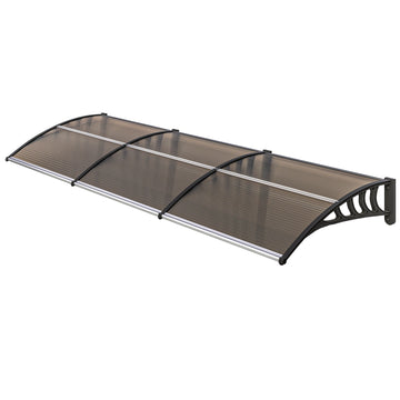 Deur- en raamluifel van aluminium en polycarbonaat | Kleur: Bruin | Afmetingen: 303x96x27 cm