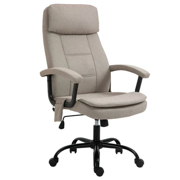 Ergonomische massage bureaustoel met trilfunctie | Kleur: Beige | Afmetingen: 63x70x112-121 cm