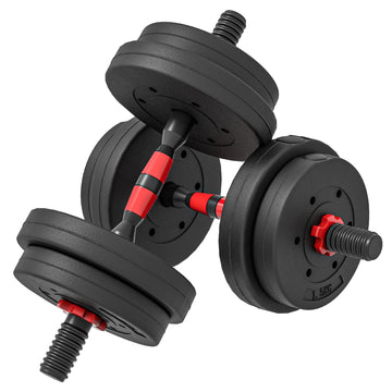 Verstelbare halterset 15 kg - 2-in-1 dumbbell en lange halter | Kleur: Zwart