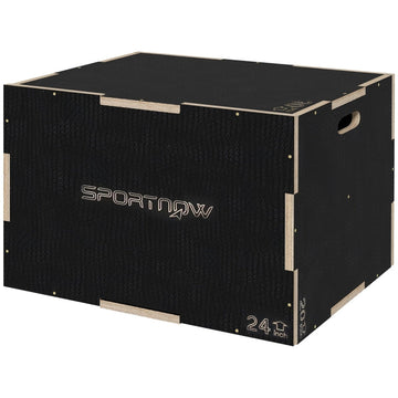 Houten springkast voor CrossFit met 3 hoogtes | Kleur: Zwart | Afmetingen: 61x76x51 cm