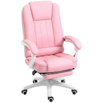 Ergonomische bureaustoel met voetensteun - Roze | Kleur: Roze | Afmetingen: 68x65x107-116 cm