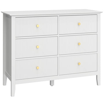 Dressoir met 6 laden en opbergruimte | Kleur: Wit | Afmetingen: 100x40x78 cm