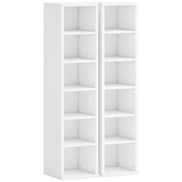 CD-opbergkasten 2-delige set - CD- en Blu-ray-rek | Kleur: Wit | Afmetingen: 21x22,5x88,5 cm