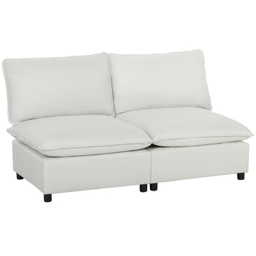 2-zitsbank van kunstleer met diepe zitting | Kleur: Grijs | Afmetingen: 146x85x78 cm