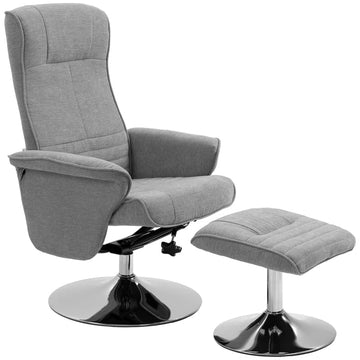 Relaxfauteuil met voetenbank, draaibaar en verstelbaar | Kleur: Grijs | Afmetingen: 71x69x104 cm