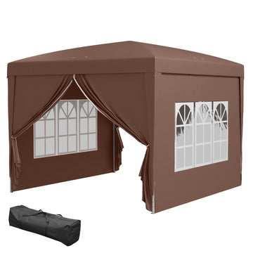 Partytent 3 x 3 m met 4 zijwanden | Kleur: Bruin | Afmetingen: 295x295x258 cm
