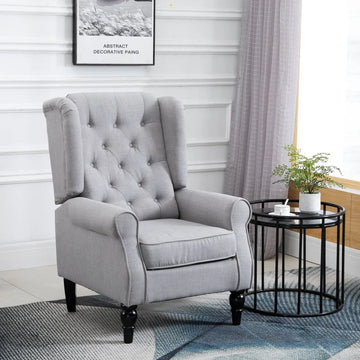 Grijze fauteuil - Gestoffeerde vleugelstoel | Kleur: Grijs | Afmetingen: 74x86x102 cm