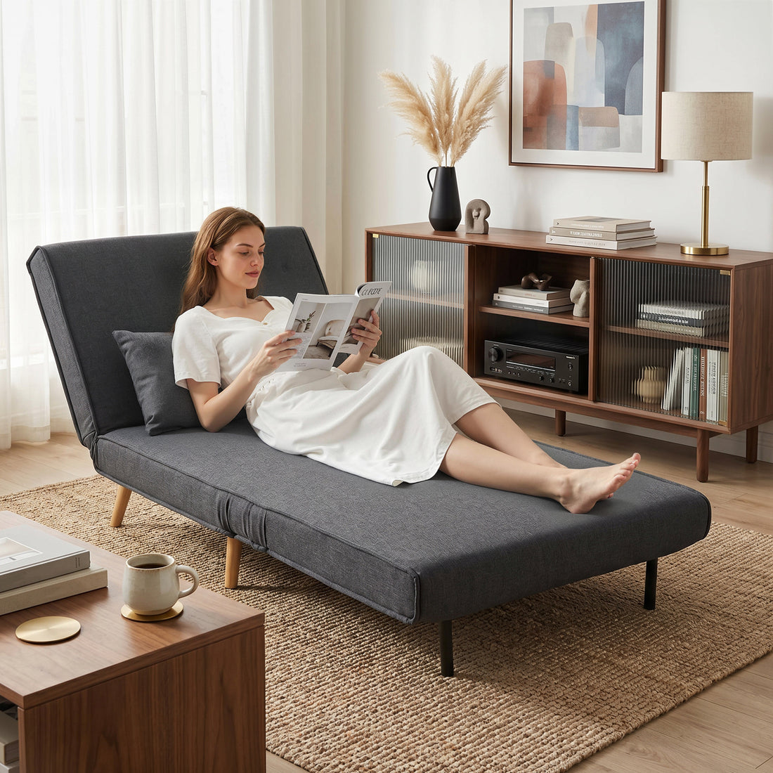 3-in-1 Schlafsofa - Klappbarer Schlafsessel | Farbe: Grau | Maße: 94x78x80 cm