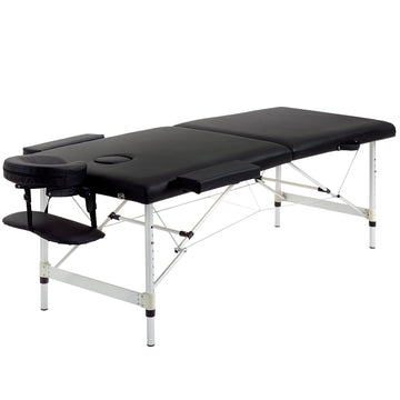 Massagetafel - Opvouwbare massagebank met draagtas | Kleur: Zwart | Afmetingen: 70x185x59-84 cm