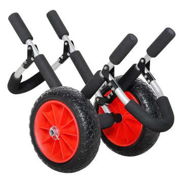 Opvouwbare surf trolley voor surfboard | Kleur: Zilver/zwart/rood | Afmetingen: 55x64x38.5 cm