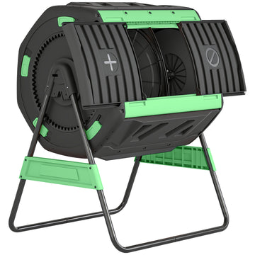 Dualkamer compostbak 200L met draaifunctie | Kleur: Groen | Afmetingen: 67x94x98 cm