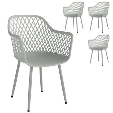 4-delige tuinstoelenset met armleuningen | Kleur: Grijs | Afmetingen: 56x51x84 cm