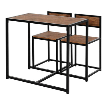 Bartafelset met 2 stoelen - Industrieel | Kleur: Hout + zwart | Afmetingen: 90x47x76 cm