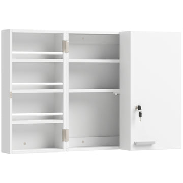 Medicijnkast afsluitbaar met 11 vakken | Kleur: Wit | Afmetingen: 53x20x53 cm