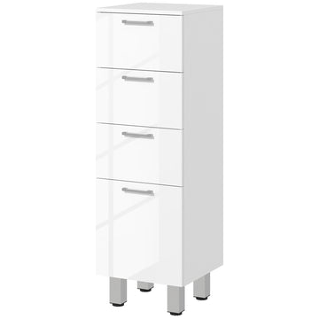 Badkamerkast met 4 lades - Witte opbergkast | Kleur: Wit | Afmetingen: 30x30x93 cm