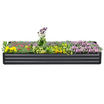 Stalen verhoogde plantenbak - Open bodem | Kleur: Grijs | Afmetingen: 90,5x241x30 cm