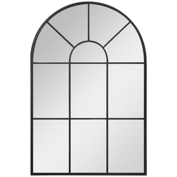 Raamspiegel met zwart metalen frame en roeden | Kleur: Zwart