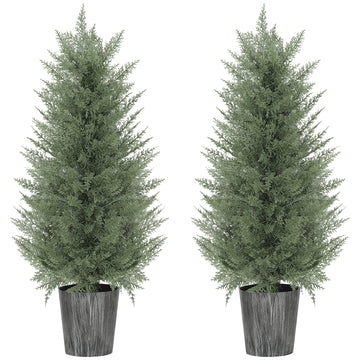 Set van 2 kunstmatige cipressen 90 cm | Kleur: Groen | Afmetingen: 15x15x90 cm