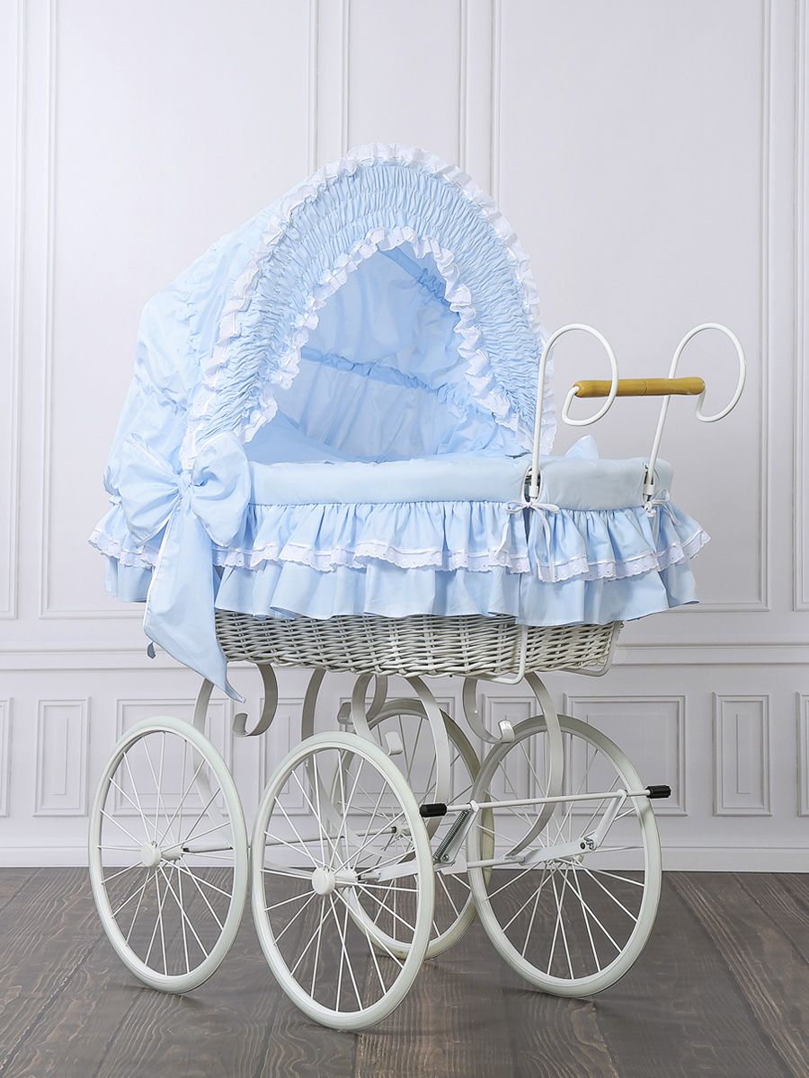 Retro rottingsäng Victoria - Babysäng - Justerbar huva för komfort