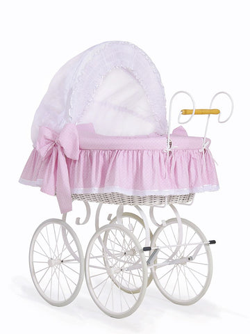 Retro vagga - rottingbädd för baby - extra säker tack vare bromsar och hög komfort