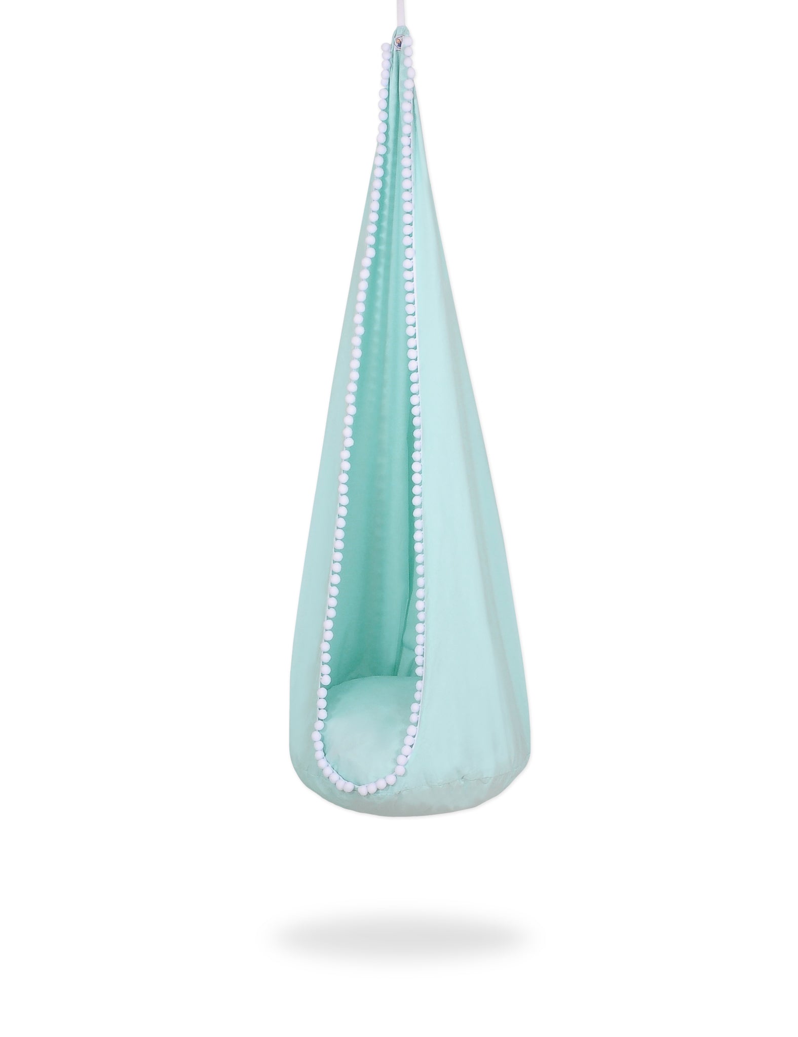 Hängande hängmatta kokong, barngunga, bekväm och säker - bomull, mintgrön